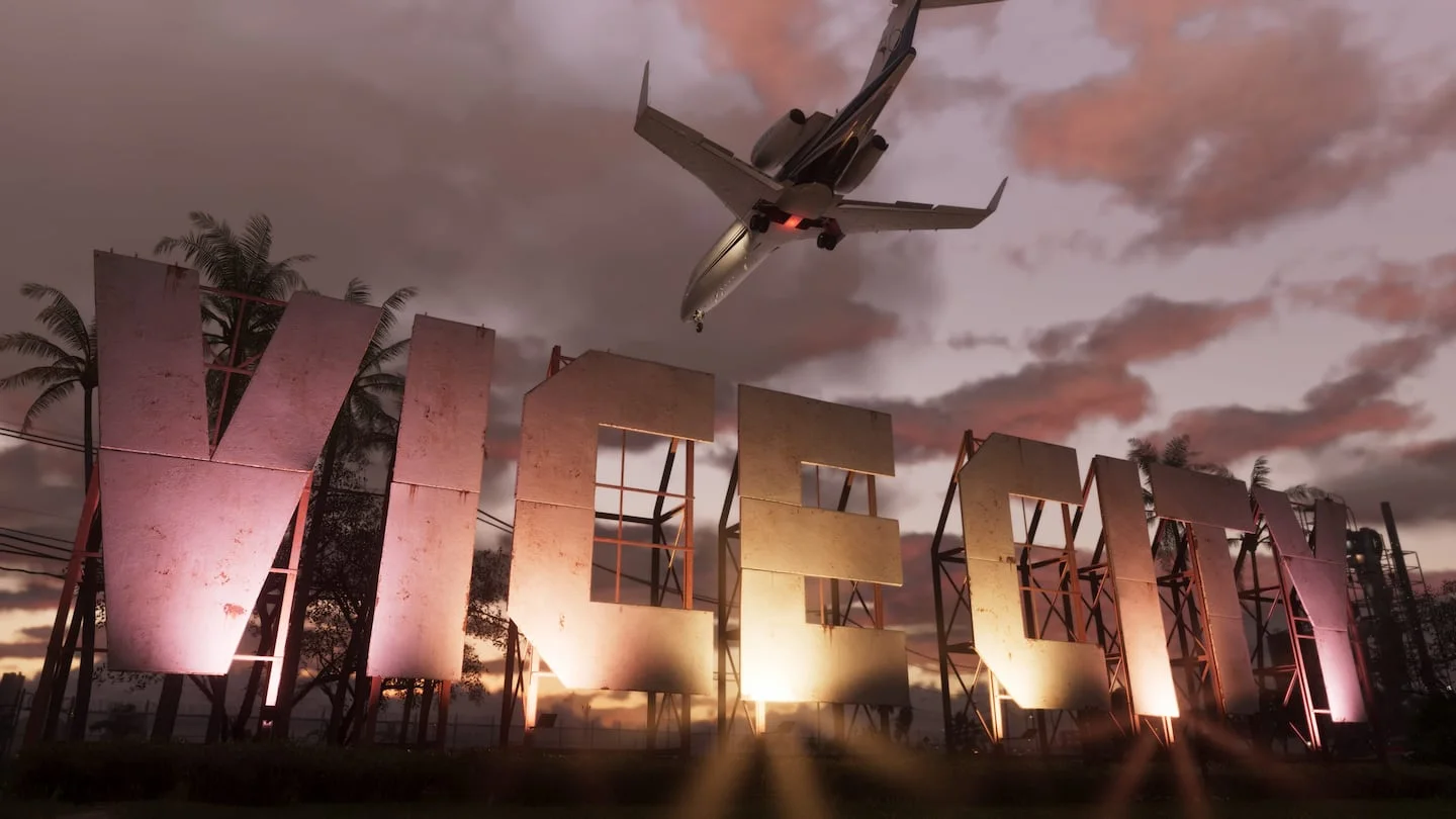 Vice City sign at sunset in official GTA VI imagery